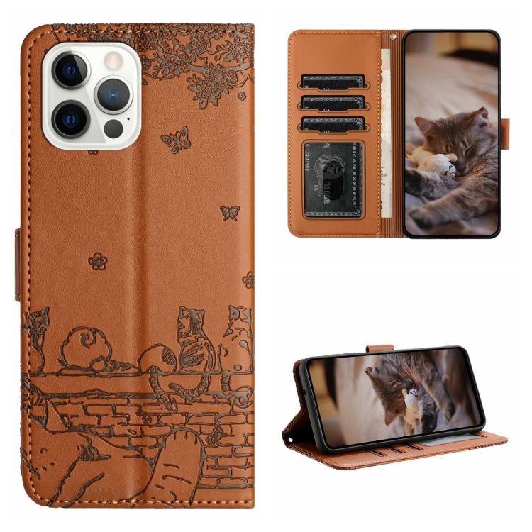 Peňaženkové puzdro Embossing Pattern Mačky hnedé – Apple iPhone 15 Pro Max | Kryty na mobil Kryty na mobil | Peňaženkové puzdro Embossing Pattern Mačky hnedé – Apple iPhone 15 Pro Max | Kryty na mobil
