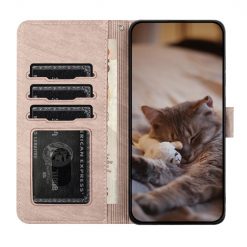 Peňaženkové puzdro Embossing Pattern Mačky sivé – Apple iPhone 15 Pro Max | Kryty na mobil Kryty na mobil | Peňaženkové puzdro Embossing Pattern Mačky sivé – Apple iPhone 15 Pro Max | Kryty na mobil