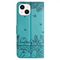 Peňaženkové puzdro Embossing Pattern Mačky modré – Apple iPhone 15 | Kryty na mobil Kryty na mobil | Peňaženkové puzdro Embossing Pattern Mačky modré – Apple iPhone 15 | Kryty na mobil