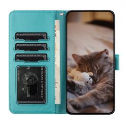 Peňaženkové puzdro Embossing Pattern Mačky modré – Apple iPhone 15 | Kryty na mobil Kryty na mobil | Peňaženkové puzdro Embossing Pattern Mačky modré – Apple iPhone 15 | Kryty na mobil