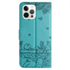Peňaženkové puzdro Embossing Pattern Mačky modré – Apple iPhone 15 Pro | Kryty na mobil Kryty na mobil | Peňaženkové puzdro Embossing Pattern Mačky modré – Apple iPhone 15 Pro | Kryty na mobil