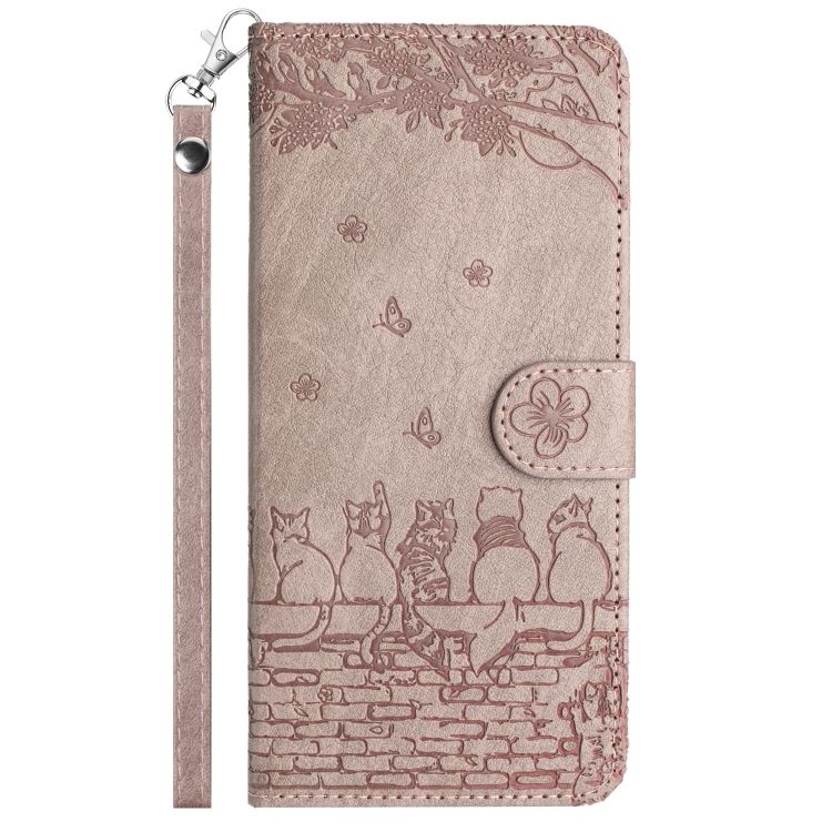 Peňaženkové puzdro Embossing Pattern Mačky sivé – Apple iPhone 15 | Kryty na mobil Kryty na mobil | Peňaženkové puzdro Embossing Pattern Mačky sivé – Apple iPhone 15 | Kryty na mobil
