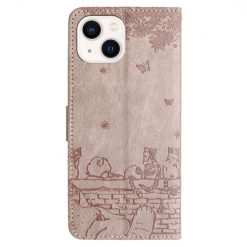 Peňaženkové puzdro Embossing Pattern Mačky sivé – Apple iPhone 15 Plus | Kryty na mobil Kryty na mobil | Peňaženkové puzdro Embossing Pattern Mačky sivé – Apple iPhone 15 Plus | Kryty na mobil