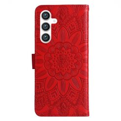 Peňaženkové puzdro Embossing Pattern Slnečnica červené – Samsung Galaxy S23 FE | Kryty na mobil Kryty na mobil | Peňaženkové puzdro Embossing Pattern Slnečnica červené – Samsung Galaxy S23 FE | Kryty na mobil