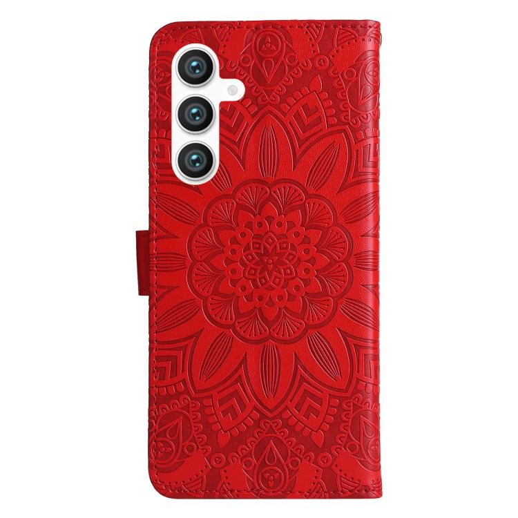 Peňaženkové puzdro Embossing Pattern Slnečnica červené – Samsung Galaxy S23 FE | Kryty na mobil Kryty na mobil | Peňaženkové puzdro Embossing Pattern Slnečnica červené – Samsung Galaxy S23 FE | Kryty na mobil