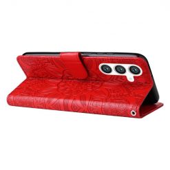 Peňaženkové puzdro Embossing Pattern Slnečnica červené – Samsung Galaxy S23 FE | Kryty na mobil Kryty na mobil | Peňaženkové puzdro Embossing Pattern Slnečnica červené – Samsung Galaxy S23 FE | Kryty na mobil