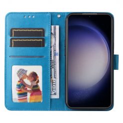 Kryty na mobil | Peňaženkové puzdro Embossing Pattern Slnečnica modré – Samsung Galaxy S23 FE | Kryty na mobil