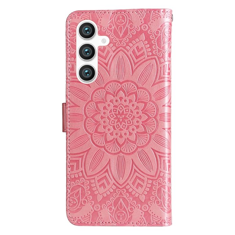 Peňaženkové puzdro Embossing Pattern Slnečnica ružové – Samsung Galaxy S23 FE | Kryty na mobil Kryty na mobil | Peňaženkové puzdro Embossing Pattern Slnečnica ružové – Samsung Galaxy S23 FE | Kryty na mobil