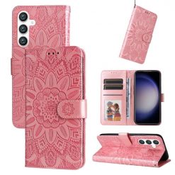 Peňaženkové puzdro Embossing Pattern Slnečnica ružové – Samsung Galaxy S23 FE | Kryty na mobil Kryty na mobil | Peňaženkové puzdro Embossing Pattern Slnečnica ružové – Samsung Galaxy S23 FE | Kryty na mobil
