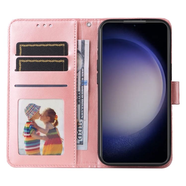 Peňaženkové puzdro Embossing Pattern Slnečnica ružové – Samsung Galaxy S23 FE | Kryty na mobil Kryty na mobil | Peňaženkové puzdro Embossing Pattern Slnečnica ružové – Samsung Galaxy S23 FE | Kryty na mobil