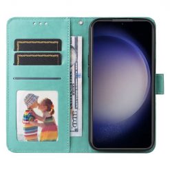 Kryty na mobil | Peňaženkové puzdro Embossing Pattern Slnečnica zelené – Samsung Galaxy S23 FE | Kryty na mobil