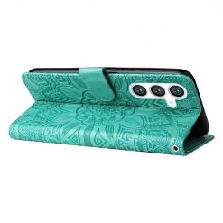 Kryty na mobil | Peňaženkové puzdro Embossing Pattern Slnečnica zelené – Samsung Galaxy S23 FE | Kryty na mobil