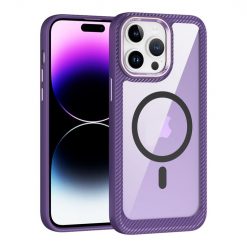 Zadný Kryt Carbon Fiber MagSafe transparentno-fialový – Apple iPhone 15 Pro Max