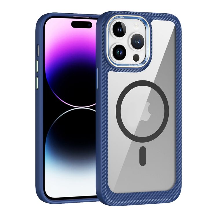 Zadný Kryt Carbon Fiber MagSafe transparentno-modrý – Apple iPhone 15 Pro Max | Kryty na mobil Kryty na mobil | Zadný Kryt Carbon Fiber MagSafe transparentno-modrý – Apple iPhone 15 Pro Max | Kryty na mobil