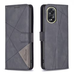 Kryty na mobil | Knižkové puzdro Rhombus čierne – Oppo A38 | Kryty na mobil