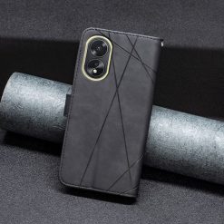 Kryty na mobil | Knižkové puzdro Rhombus čierne – Oppo A38 | Kryty na mobil