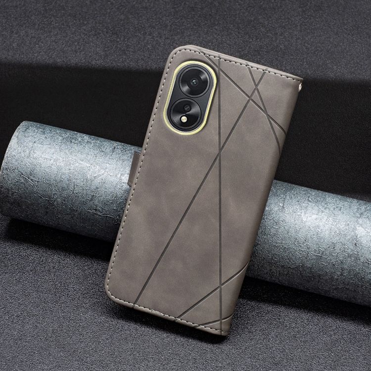 Knižkové puzdro Rhombus sivé – Oppo A38 | Kryty na mobil Kryty na mobil | Knižkové puzdro Rhombus sivé – Oppo A38 | Kryty na mobil