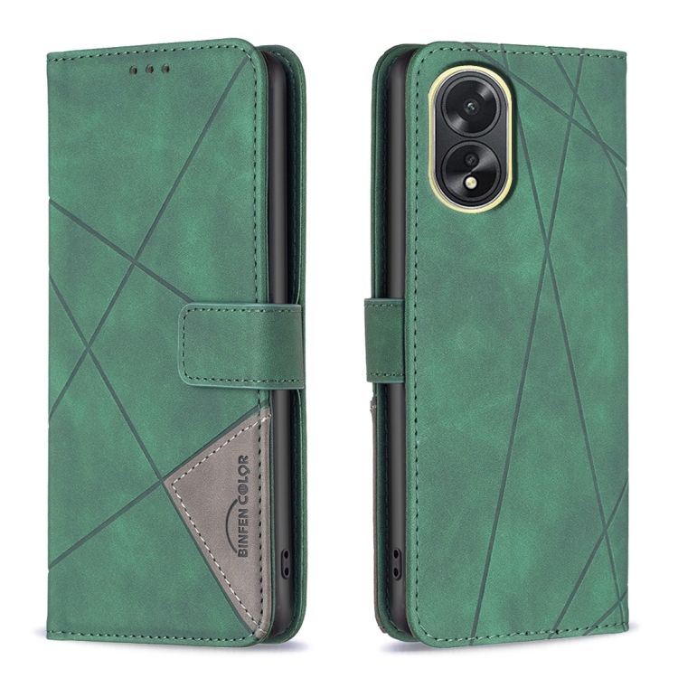 Knižkové puzdro Rhombus zelené – Oppo A38 | Kryty na mobil Kryty na mobil | Knižkové puzdro Rhombus zelené – Oppo A38 | Kryty na mobil