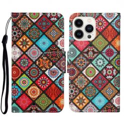 Kryty na mobil | Knižkové puzdro Trendy Cross case Farebné mandaly – Apple iPhone 15 Pro | Kryty na mobil