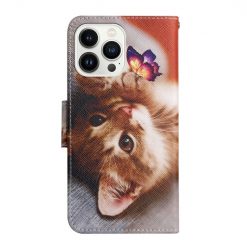 Knižkové puzdro Trendy Cross case Mačka a motýľ – Apple iPhone 15 Pro Max | Kryty na mobil Kryty na mobil | Knižkové puzdro Trendy Cross case Mačka a motýľ – Apple iPhone 15 Pro Max | Kryty na mobil