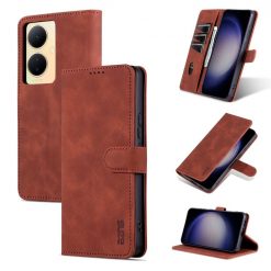 Kryty na mobil | Peňaženkové puzdro AZNS Skin Feel hnedé – Vivo V29 Lite | Kryty na mobil