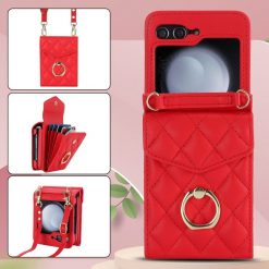Peňaženkové puzdro Diamond Card case červené – Samsung Galaxy Z Flip 5 | Kryty na mobil Kryty na mobil | Peňaženkové puzdro Diamond Card case červené – Samsung Galaxy Z Flip 5 | Kryty na mobil