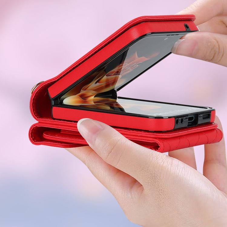 Peňaženkové puzdro Diamond Card case červené – Samsung Galaxy Z Flip 5 | Kryty na mobil Kryty na mobil | Peňaženkové puzdro Diamond Card case červené – Samsung Galaxy Z Flip 5 | Kryty na mobil