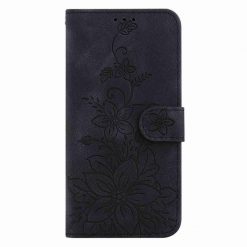 Kryty na mobil | Peňaženkové puzdro Embossing Pattern Ľalia čierne – Oppo Reno 10 5G / Reno 10 Pro 5G | Kryty na mobil
