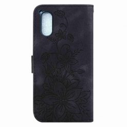 Kryty na mobil | Peňaženkové puzdro Embossing Pattern Ľalia čierne – Sony Xperia 5 V | Kryty na mobil