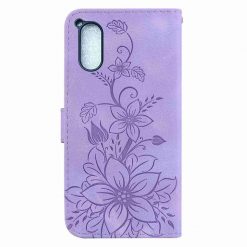 Kryty na mobil | Peňaženkové puzdro Embossing Pattern Ľalia fialové – Sony Xperia 5 V | Kryty na mobil