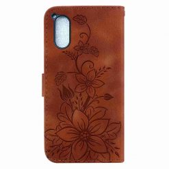 Kryty na mobil | Peňaženkové puzdro Embossing Pattern Ľalia hnedé – Sony Xperia 5 V | Kryty na mobil