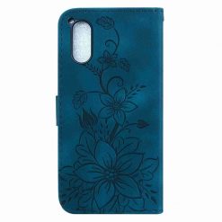 Peňaženkové puzdro Embossing Pattern Ľalia modré – Sony Xperia 5 V | Kryty na mobil Kryty na mobil | Peňaženkové puzdro Embossing Pattern Ľalia modré – Sony Xperia 5 V | Kryty na mobil