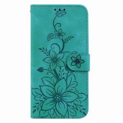 Peňaženkové puzdro Embossing Pattern Ľalia zelené – Sony Xperia 5 V