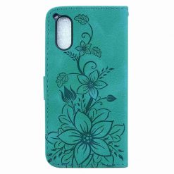 Kryty na mobil | Peňaženkové puzdro Embossing Pattern Ľalia zelené – Sony Xperia 5 V | Kryty na mobil