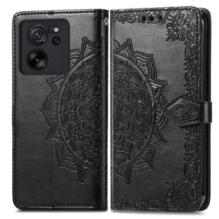 Peňaženkové puzdro Embossing Pattern Mandala Flower čierne – Xiaomi 13T / 13T Pro | Kryty na mobil Kryty na mobil | Peňaženkové puzdro Embossing Pattern Mandala Flower čierne – Xiaomi 13T / 13T Pro | Kryty na mobil