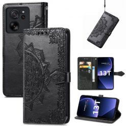 Peňaženkové puzdro Embossing Pattern Mandala Flower čierne – Xiaomi 13T / 13T Pro | Kryty na mobil Kryty na mobil | Peňaženkové puzdro Embossing Pattern Mandala Flower čierne – Xiaomi 13T / 13T Pro | Kryty na mobil