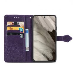 Kryty na mobil | Peňaženkové puzdro Embossing Pattern Mandala Flower fialové – Google Pixel 8 | Kryty na mobil