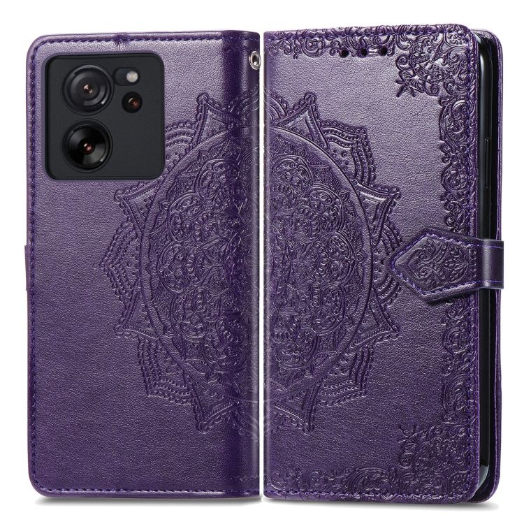 Peňaženkové puzdro Embossing Pattern Mandala Flower fialové – Xiaomi 13T / 13T Pro | Kryty na mobil Kryty na mobil | Peňaženkové puzdro Embossing Pattern Mandala Flower fialové – Xiaomi 13T / 13T Pro | Kryty na mobil