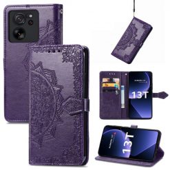 Peňaženkové puzdro Embossing Pattern Mandala Flower fialové – Xiaomi 13T / 13T Pro | Kryty na mobil Kryty na mobil | Peňaženkové puzdro Embossing Pattern Mandala Flower fialové – Xiaomi 13T / 13T Pro | Kryty na mobil