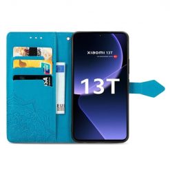 Kryty na mobil | Peňaženkové puzdro Embossing Pattern Mandala Flower modré – Xiaomi 13T / 13T Pro | Kryty na mobil