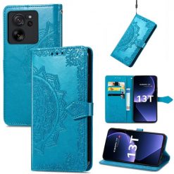 Kryty na mobil | Peňaženkové puzdro Embossing Pattern Mandala Flower modré – Xiaomi 13T / 13T Pro | Kryty na mobil