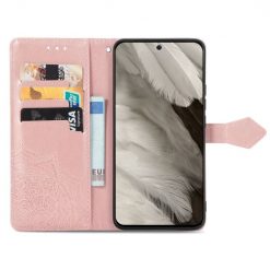Kryty na mobil | Peňaženkové puzdro Embossing Pattern Mandala Flower ružové – Google Pixel 8 Pro | Kryty na mobil