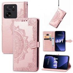 Kryty na mobil | Peňaženkové puzdro Embossing Pattern Mandala Flower ružové – Xiaomi 13T / 13T Pro | Kryty na mobil