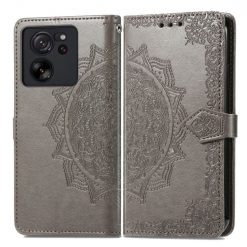 Kryty na mobil | Peňaženkové puzdro Embossing Pattern Mandala Flower sivé – Xiaomi 13T / 13T Pro | Kryty na mobil