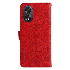 Kryty na mobil | Peňaženkové puzdro Embossing Pattern Slnečnica červené – Oppo A38 | Kryty na mobil
