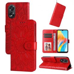 Kryty na mobil | Peňaženkové puzdro Embossing Pattern Slnečnica červené – Oppo A38 | Kryty na mobil