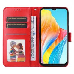 Kryty na mobil | Peňaženkové puzdro Embossing Pattern Slnečnica červené – Oppo A38 | Kryty na mobil