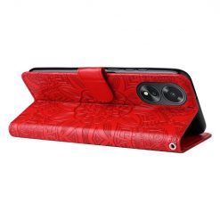 Kryty na mobil | Peňaženkové puzdro Embossing Pattern Slnečnica červené – Oppo A38 | Kryty na mobil