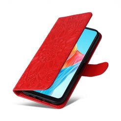 Kryty na mobil | Peňaženkové puzdro Embossing Pattern Slnečnica červené – Oppo A38 | Kryty na mobil