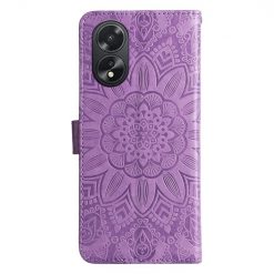 Kryty na mobil | Peňaženkové puzdro Embossing Pattern Slnečnica fialové – Oppo A38 | Kryty na mobil